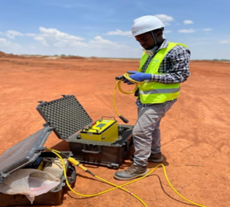 DON CONSULT engineer carrying out a geophysical survey on site